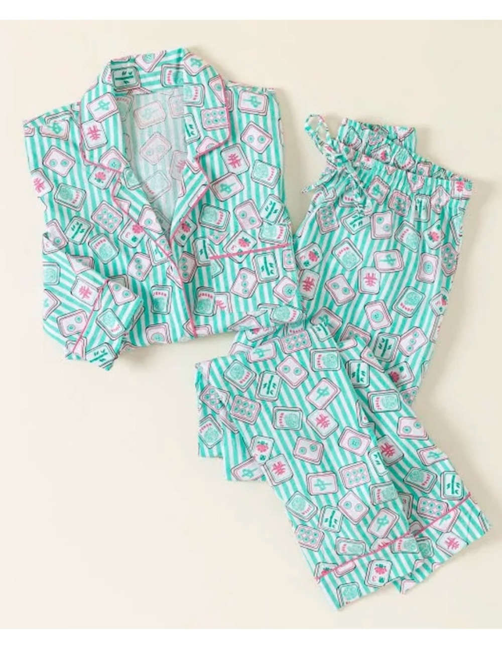 8 Oak Lane Pajama Mahjong Set 100% Cotton